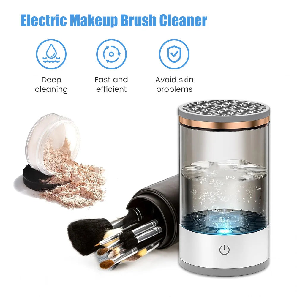 3 In 1 Electric Makeup Brush Cleaner Automatic Spinner Makeup Brush Holder Stand Women Lazy Cleaning Brush Washer Quick Dry Tool