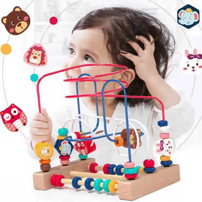 Montessori Wooden Roller Coaster Bead Maze for Toddlers