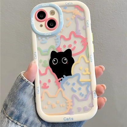 Playful Cat Silicone Phone Case for iPhone