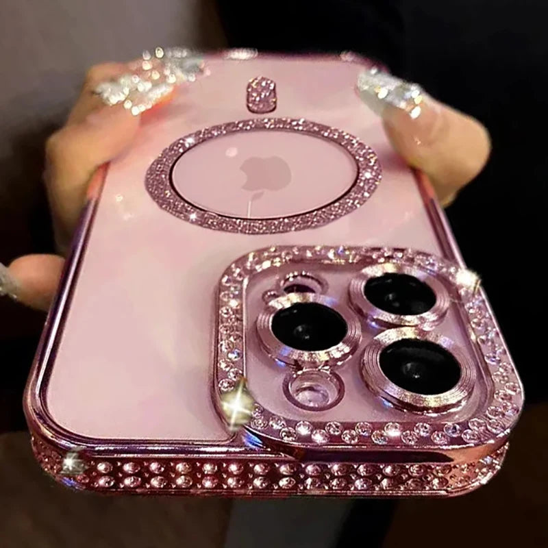 Glitter Diamond Transparent Case for iPhone 16/15/14/13/12/11 Pro Max