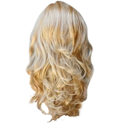 Blonde Wavy Curly Long Heat Resistant Fiber Wig for Women