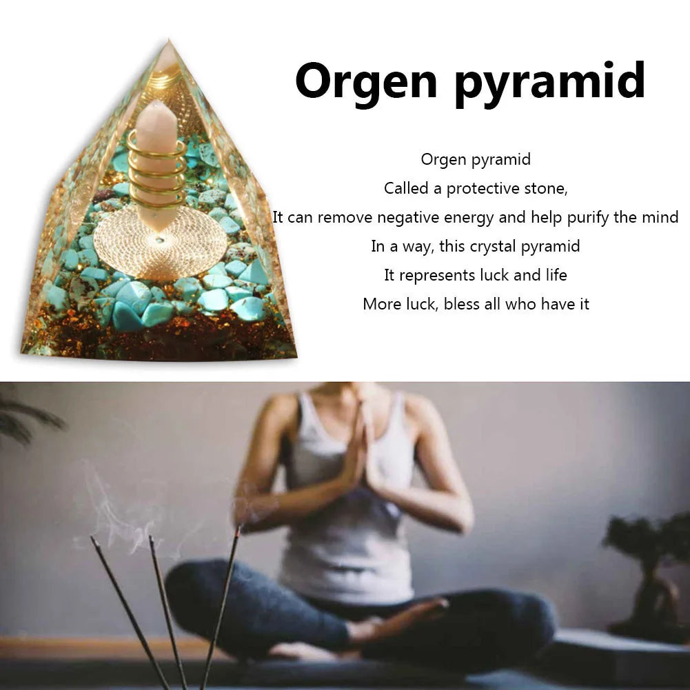 Energy Generator Orgone Pyramid with Amethyst & Peridot