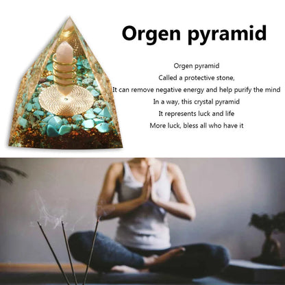 Energy Generator Orgone Pyramid with Amethyst & Peridot