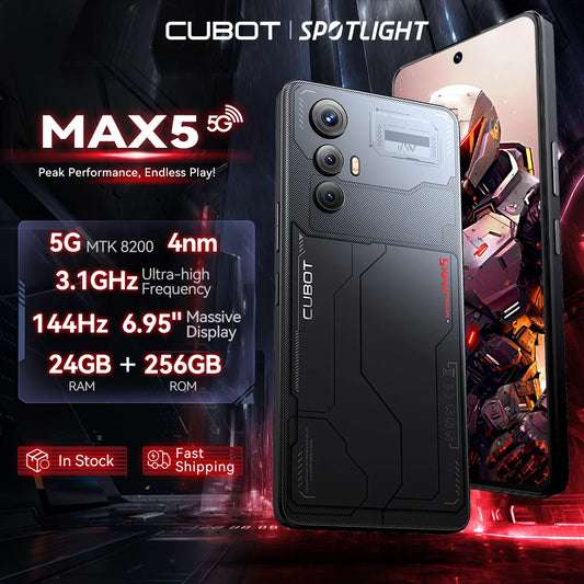 CUBOT MAX 5 5G Smartphone - 24GB RAM, 256GB ROM, 144Hz Display