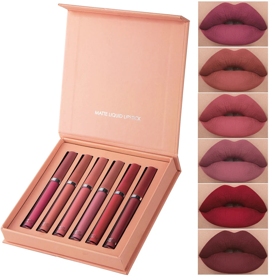 Maxfine Matte Lip Gloss Set - 6 Waterproof Colors