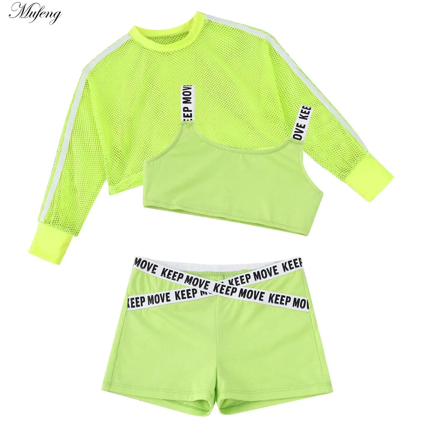 Girls Hip Hop Dance Outfit 3pcs Set - Breathable and Stylish