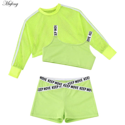 Girls Hip Hop Dance Outfit 3pcs Set - Breathable and Stylish