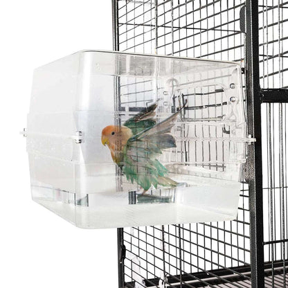 Colorday Large fully transparent Bird Bath for Cage, Parrot shower for Birds Bathtub Swimming Pool box Supplies Accessories