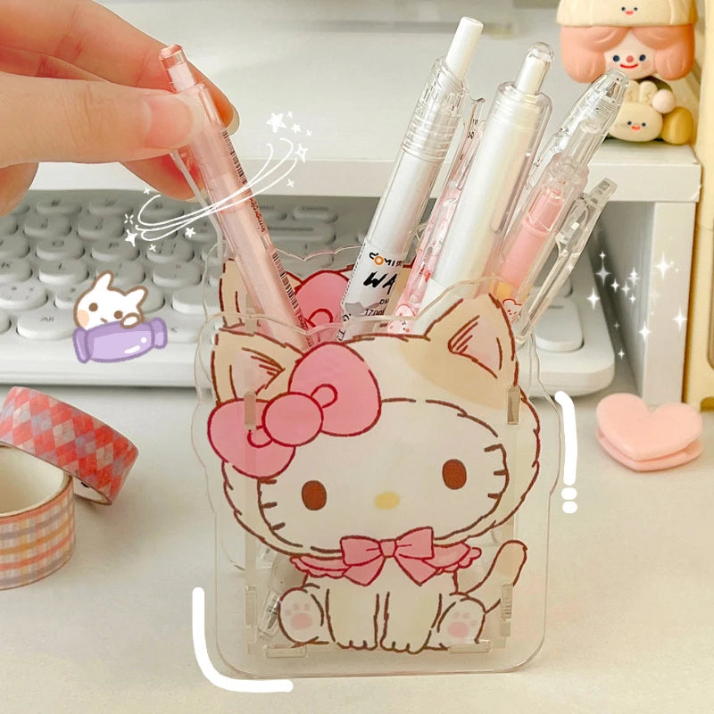 Cute Sanrio Acrylic Pen Holder - Multifunctional Desk Organizer