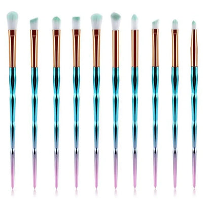 10pcs Pink Mermaid Makeup Brushes Set Eyeshadow Blush Foundation Brush Lip Brush Crystal Diamond Make Up Brush Kits Maquiagem