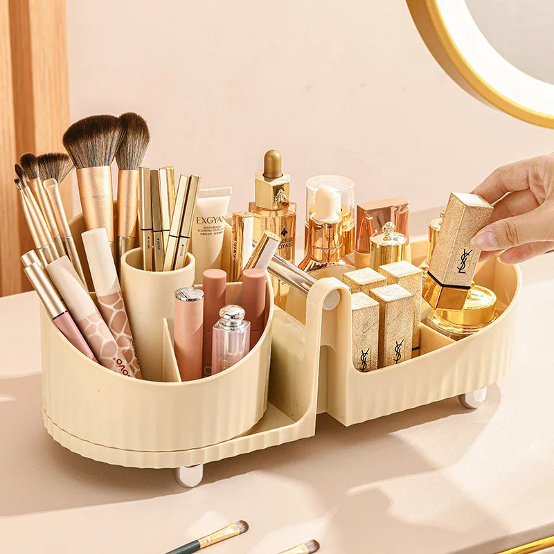 New 360° Rotating Makeup Brush Holder Cosmet Storag Box Luxury Makeup Organiser Lipsticks Make Up Container Vanity Organizer Box