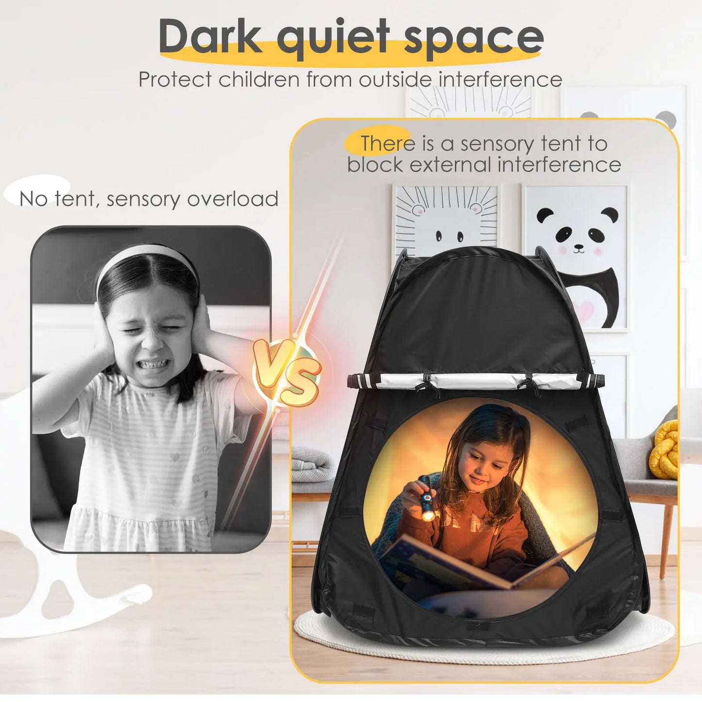 Foldable Blackout Sensory Tent for Kids