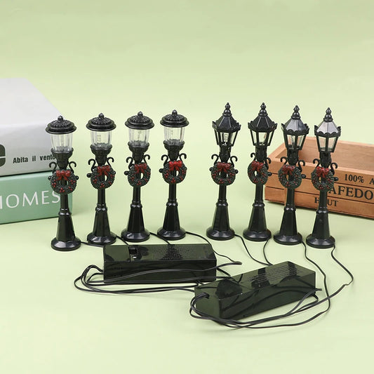 4Pcs Christmas Mini Street Light Models for Dollhouses