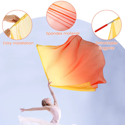 2PCS Dance Worship Flags with Telescopic Poles