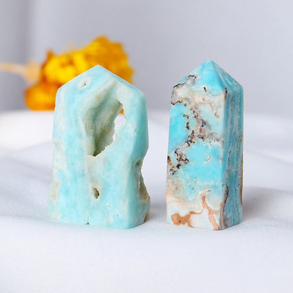 Natural Energy Gemstone Caribbean Calcite Obelisk Crystal Tower