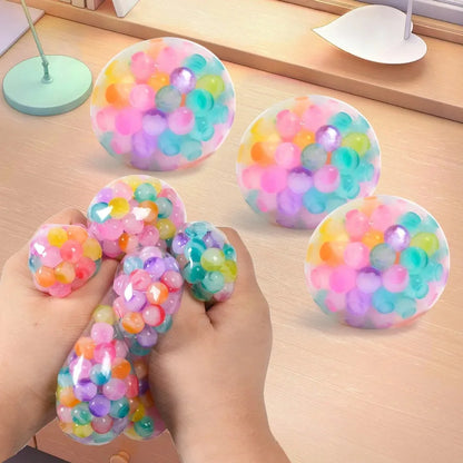 The Rainbow Bead Pressure Reducing Ball Squishy Fidget Toys Funny Stress Reliever Reduce Pressure Prop for Childrens and Adults