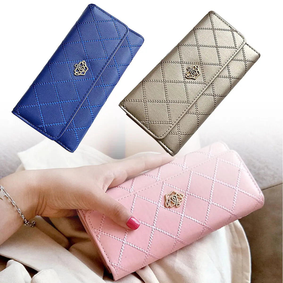 Elegant Black PU Leather Long Wallet for Women