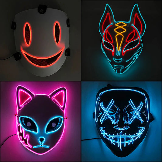 LED Mask Anime High-Rise Invasion Sniper Mask Japanese Tenkuu Shinpan Cosplay Costume Accessories Halloween Mask