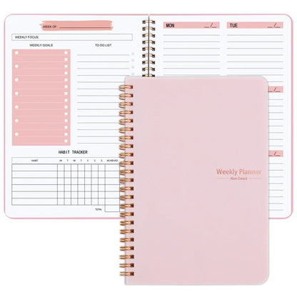 2025 Undated A5 Weekly Planner with Spiral Agenda & Pouch