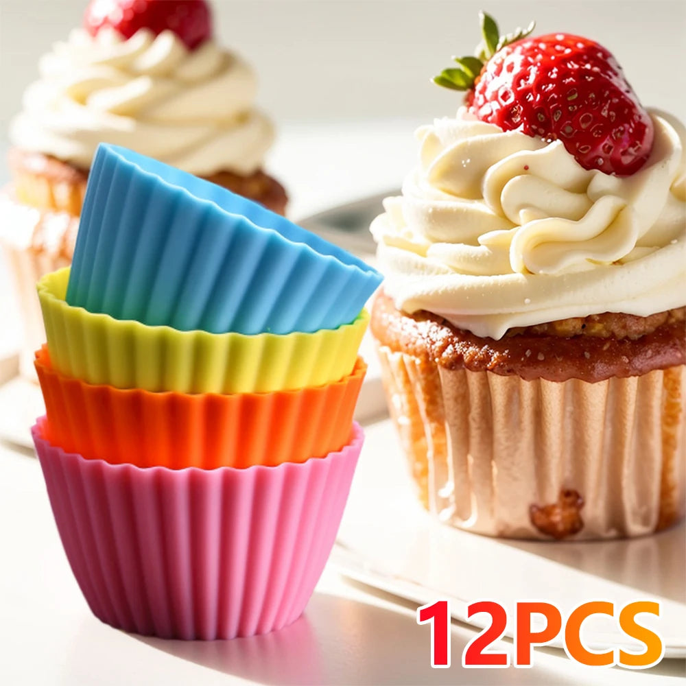 12pcs Reusable Silicone Cupcake Baking Cups