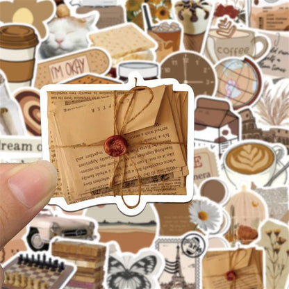 Vintage Brown Aesthetic Stickers Set - 10/30/60PCS