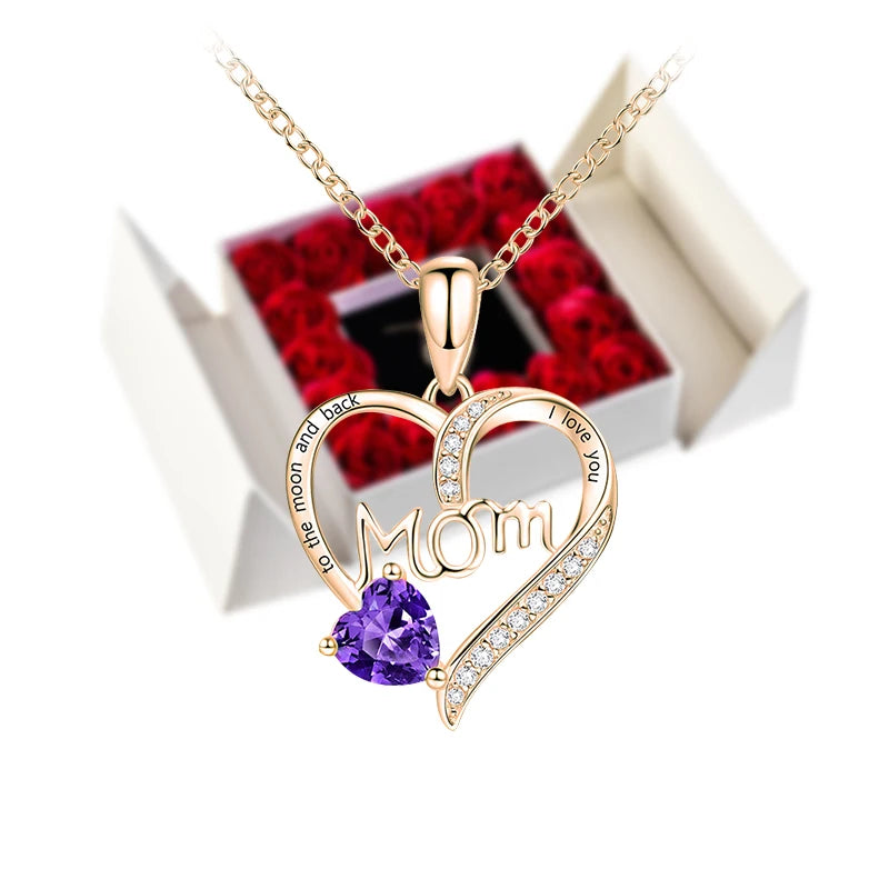 Eternal Rose Pendant Necklace Gift Box for Women