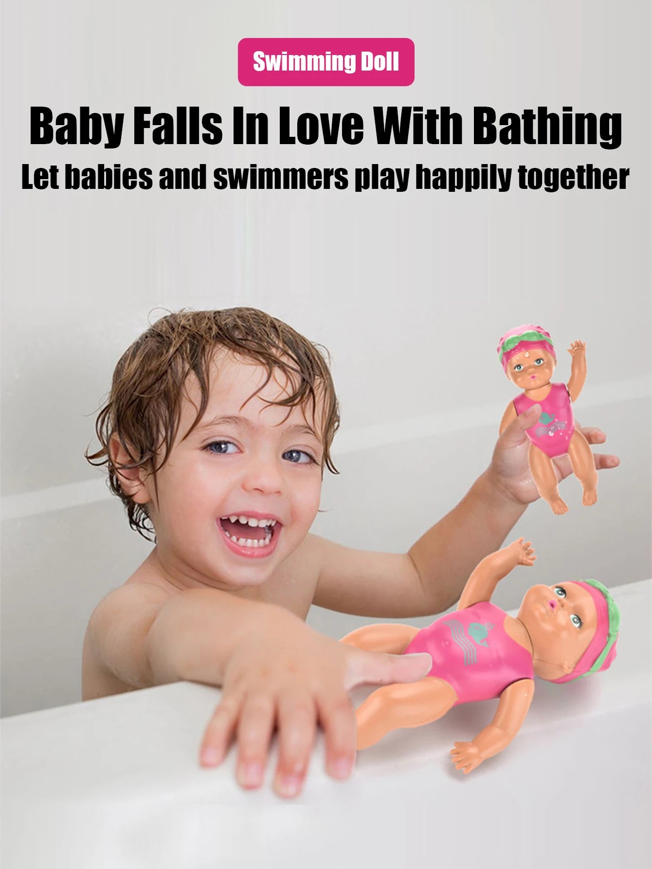 1pcs 6 Inch Mini Swimming Doll Kids Bathroom Bath Toy Baby Bathtub Toy on chain automatic Swimming Little Doll