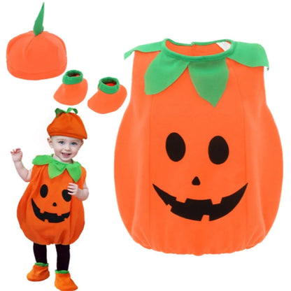 Halloween Pumpkin Costume Kids Children Hat Cosplay for Baby Girls Boys Stage Performance Holiday Party Clothing Suit Gifts