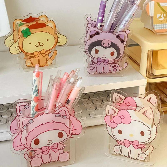 Cute Sanrio Acrylic Pen Holder - Multifunctional Desk Organizer