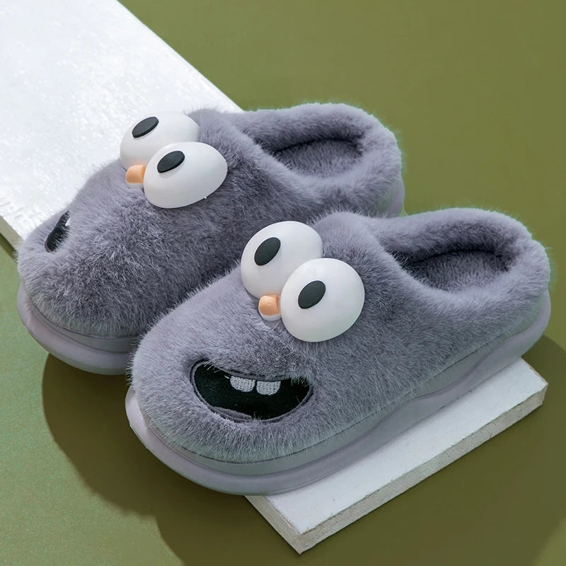 Playful Cartoon Winter Plush Slippers for Men