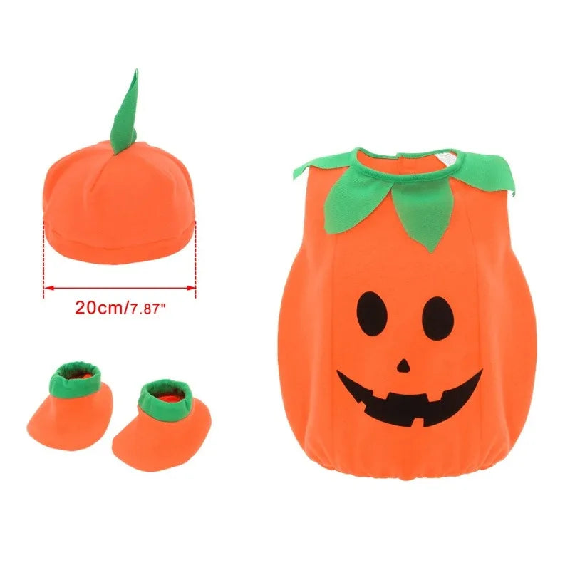 Halloween Pumpkin Costume Kids Children Hat Cosplay for Baby Girls Boys Stage Performance Holiday Party Clothing Suit Gifts