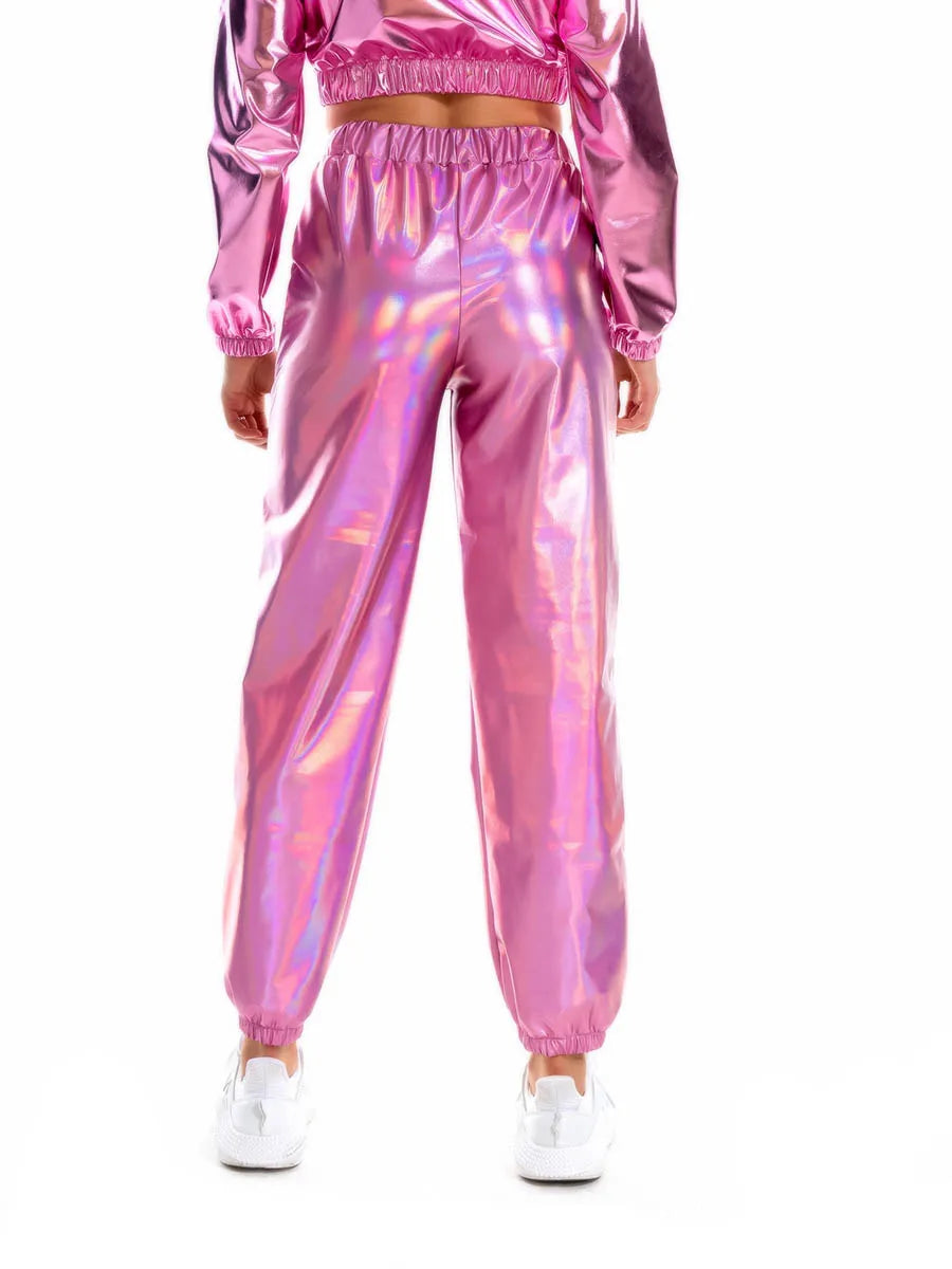 Women's Holographic Pole Dance Pants - Hip Hop Slacks