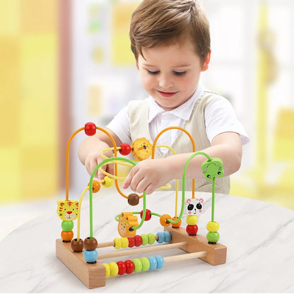 Montessori Wooden Roller Coaster Bead Maze for Toddlers