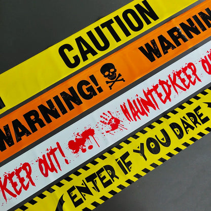 Halloween Warning Tape Signs Banner Halloween Party Props Window Prop Danger Warning Line Halloween Party Decoration Supplies