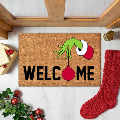 Xmas Welcome Christmas Mat Non-Slip And Washable Doormat Decoration Door Mat Entrance Rugs 40x60 cm/15.7x23.6 inches