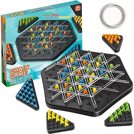 Chain Triangle Chess Game Logical Thinking Puzzle Rubber Band Game Toy Interactive Desktop Game Battle Set For Family Party Gift