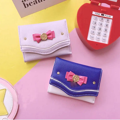 Sailor Moon Bow Knot Wallet - Candy Color Clutch for Women