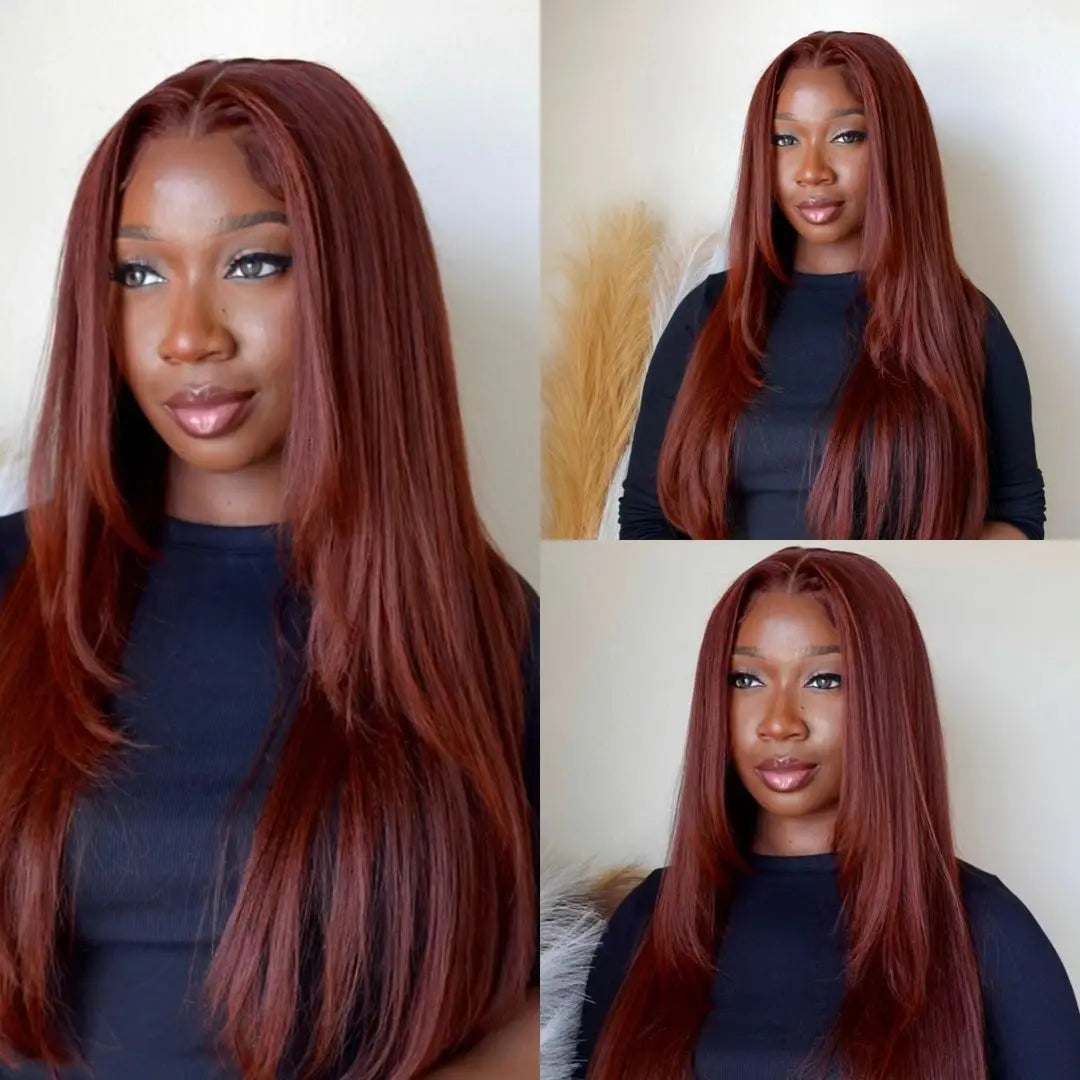 Reddish Brown Layered Lace Front Wig for Women