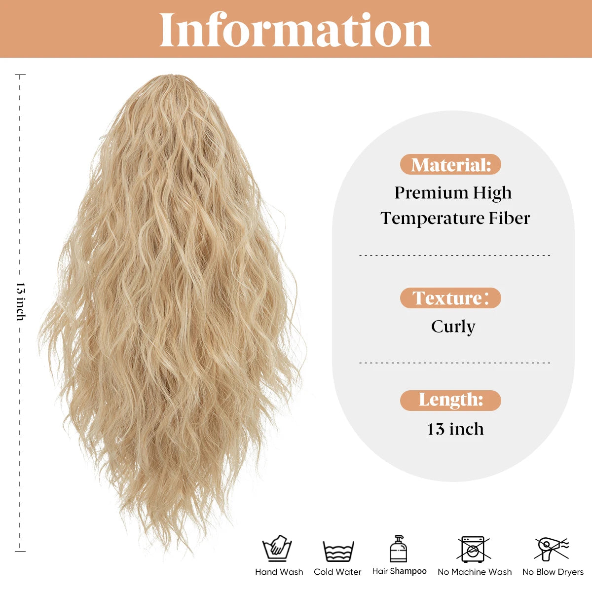 Synthetic Curly Claw Clip In Ponytail Blonde Brown Short Hairpiece 13" Fake Hair False Pigtail Hair Extensions