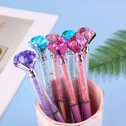 10Pcs Cute Crystal Diamond Ballpoint Pens - Blue Ink