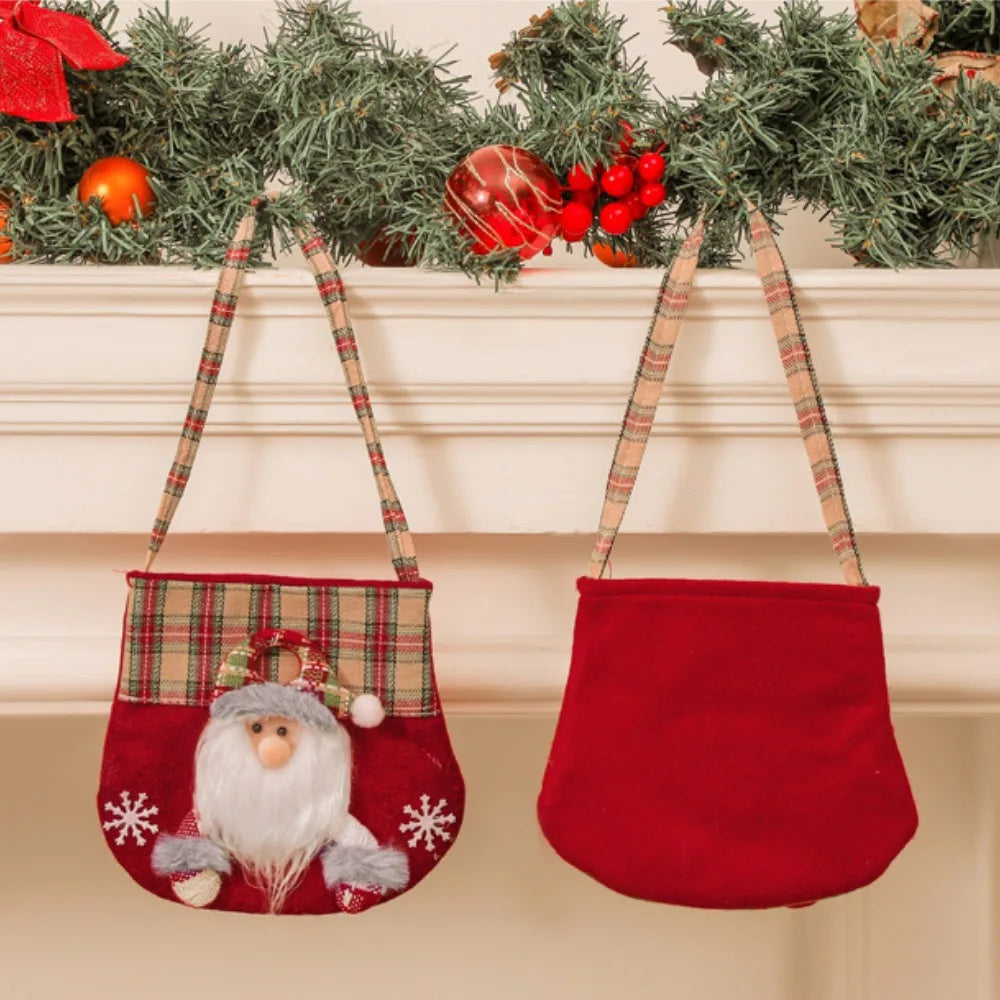 Christmas Gifts Doll Bags Cute Xmas Santa Snowman Doll Knitted Gifts Bags Apple Storage Bags for Christmas Birthday Party Favor