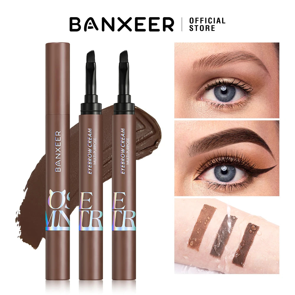 BANXEER Eyebrow Pomade Brow Gel Creamy 4 Colors Natural Waterproof Long Lasting Highly Tint Eyebrow Shade With Brush Makeup