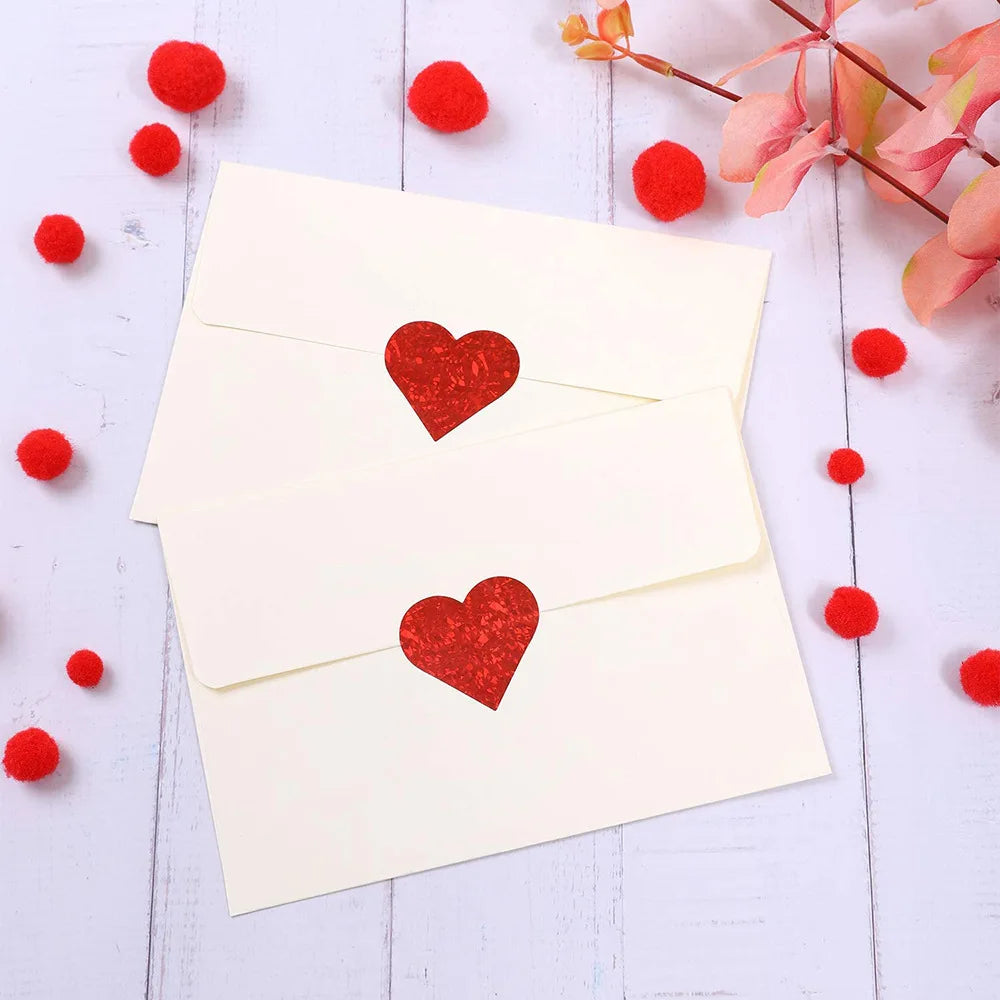 Sparkle Heart Stickers - Red Love Adhesive for Crafts