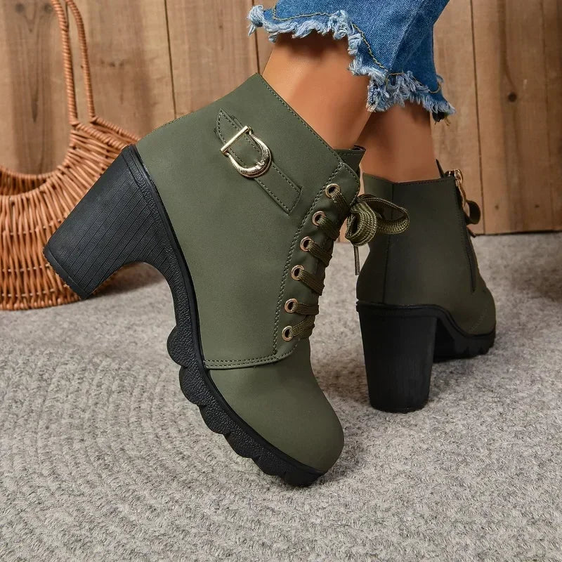 2024 Women’s High Heel Lace Up Ankle Boots