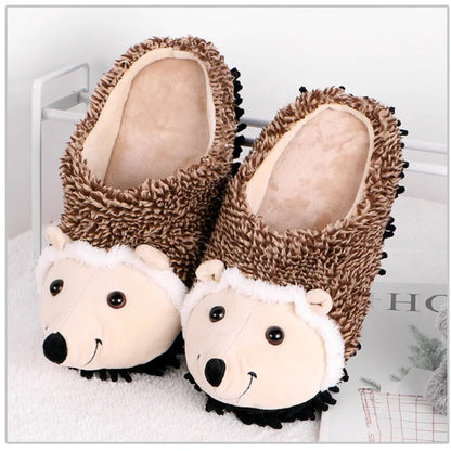 Washable Hedgehog Slippers Floor Shoes For Women Dust Dirt Hair Mop Slippers for Office Home Mules Womens Winter Room Slipper