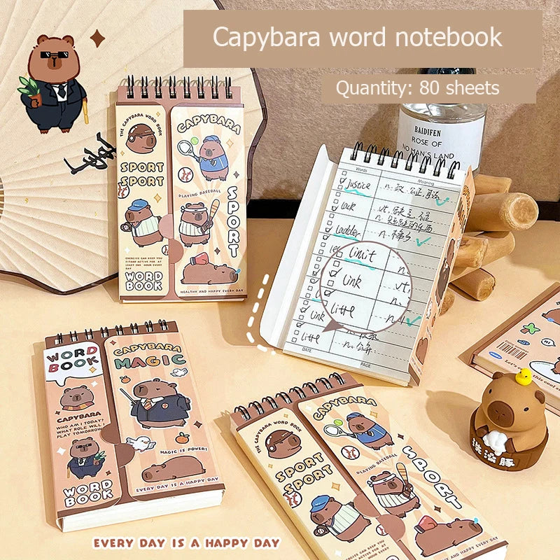 80sheets Capybara Word Notebook School Supplies School Notebooks Notepads Journal Back To School Sketch Book Student Planner