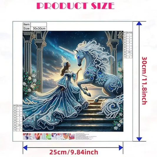 CHENISTORY 5D DIY Diamond Painting Kit - Princess & Unicorn