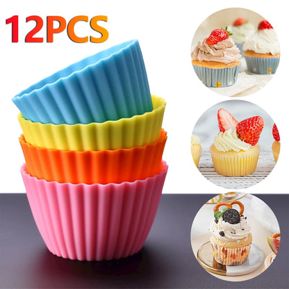 12pcs Reusable Silicone Cupcake Baking Cups