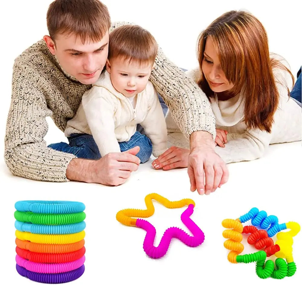 8-Pack Large Pop Tubes Fidget Toys for Stress Relief