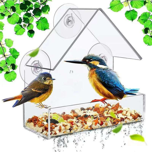 Bird Feeder Transparent House Type Feeding Cage  With Suction Cup For Window Glass Hummingbird Outdoor Gazebo Bird Accessories